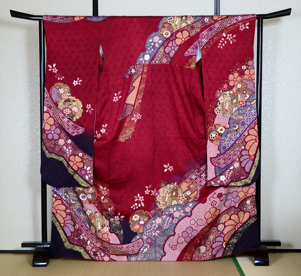 Long-sleeved kimono 6 items set / Furisode / FK#1-371