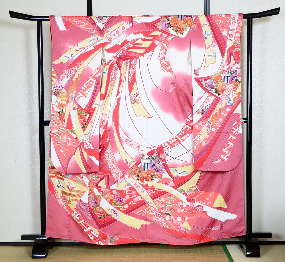 Long-sleeved kimono 6 items set / Furisode / FK#989