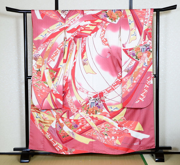 Long-sleeved kimono 6 items set / Furisode / FK#989