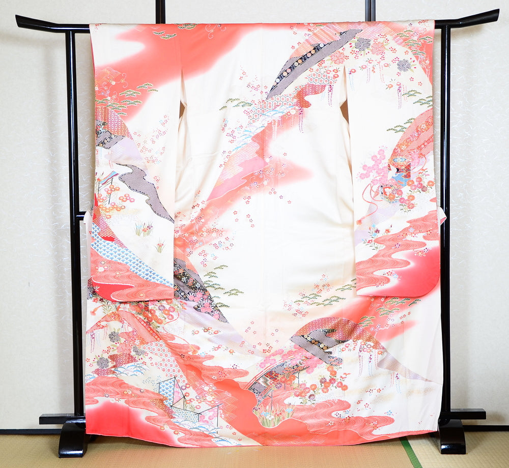 Long-sleeved kimono 6 items set / Furisode / FK#1057