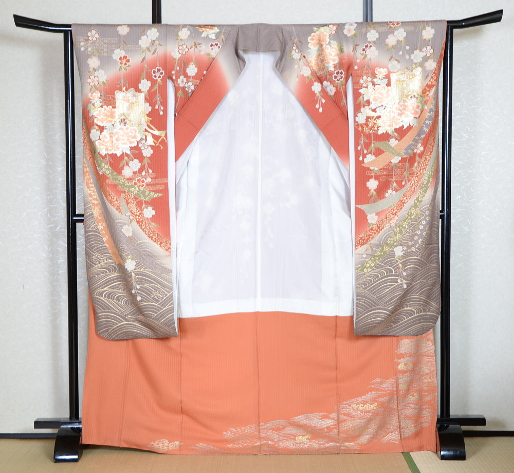 Long-sleeved kimono 6 items set / Furisode / FK#1-696