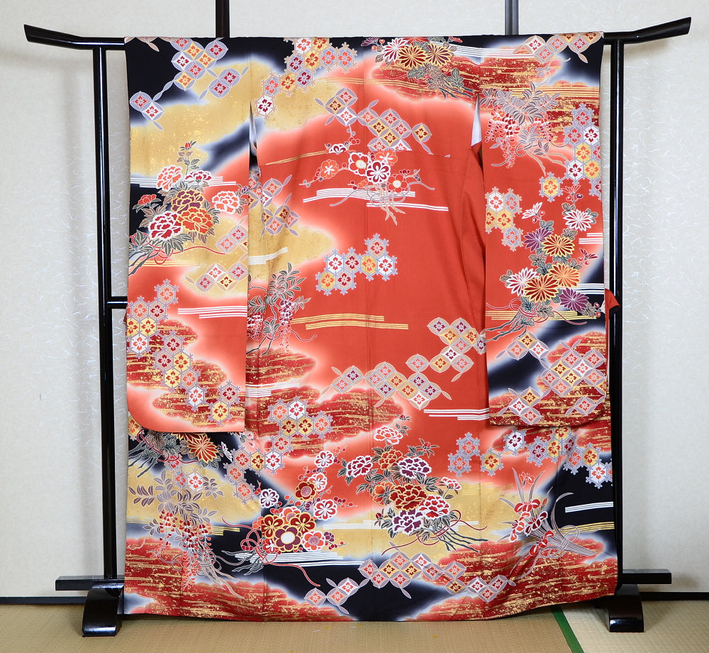 Long-sleeved kimono 6 items set / Furisode / FK#1048