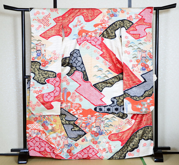 Long-sleeved kimono 6 items set / Furisode / FK#1-313