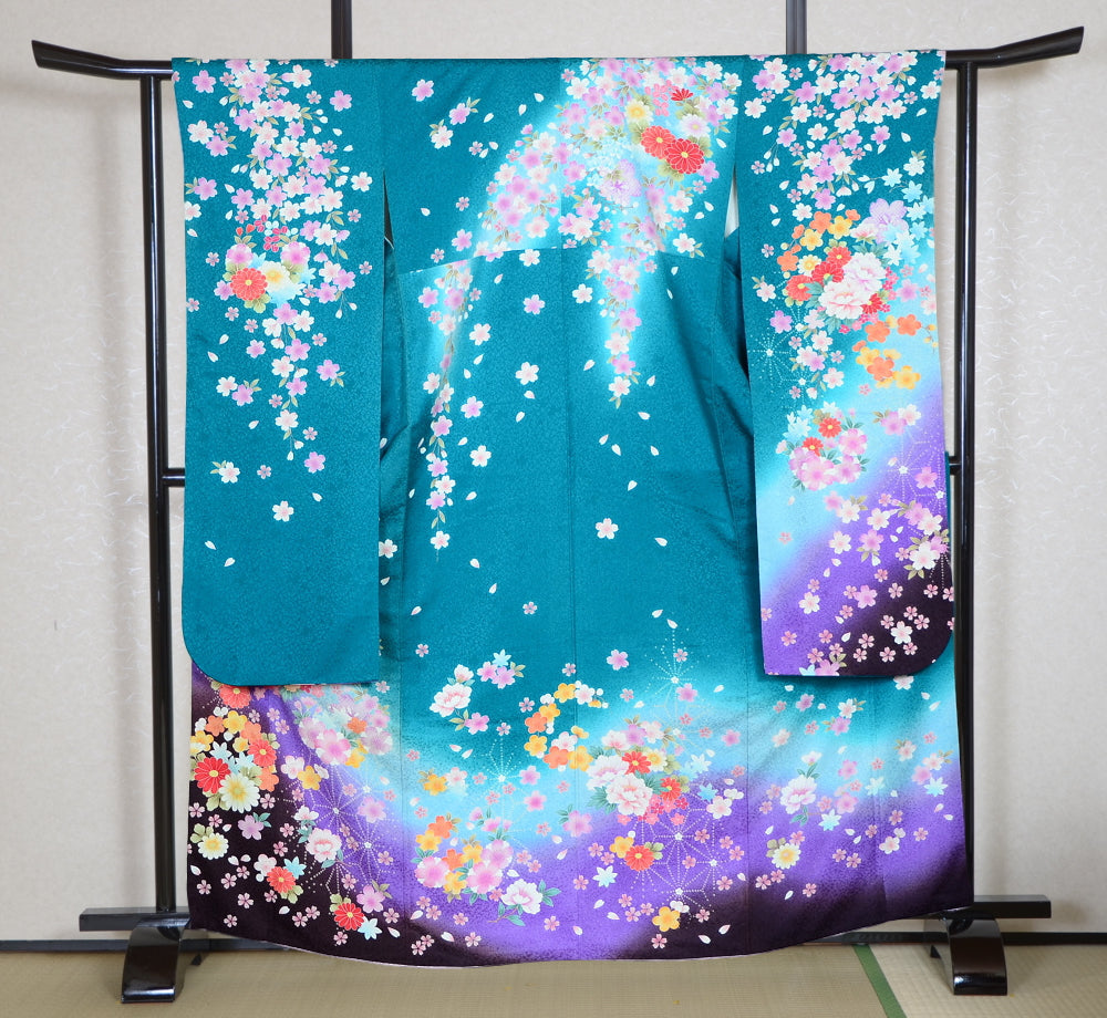 Long-sleeved kimono 6 items set / Furisode / FK#1038