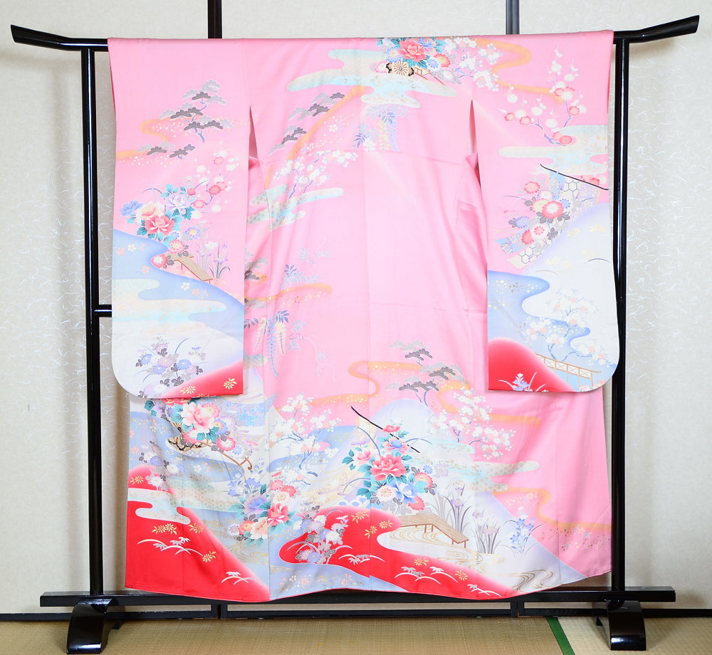 Long-sleeved kimono 6 items set / Furisode / FK#1-324