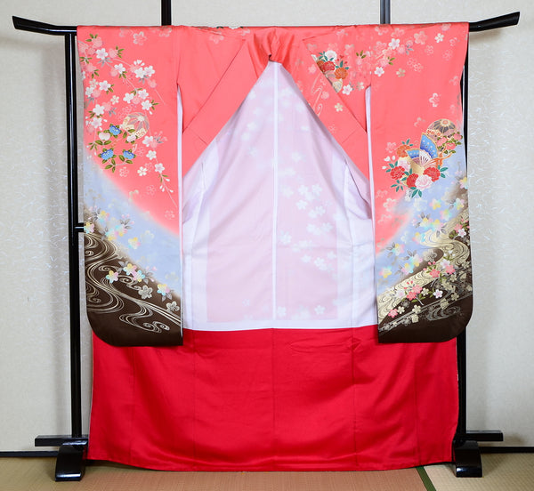 Long-sleeved kimono 6 items set / Furisode / FK#1-222