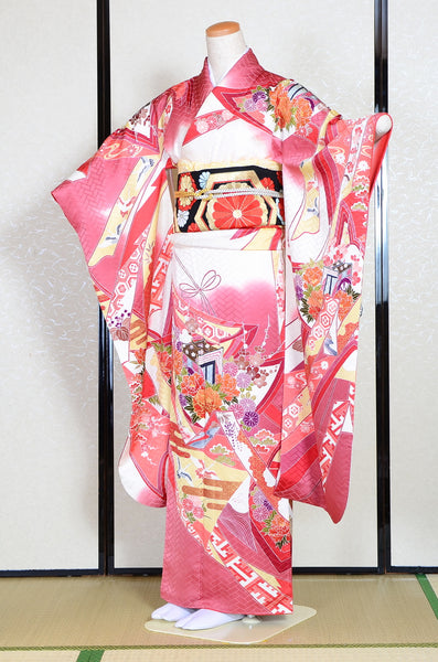 Long-sleeved kimono 6 items set / Furisode / FK#989