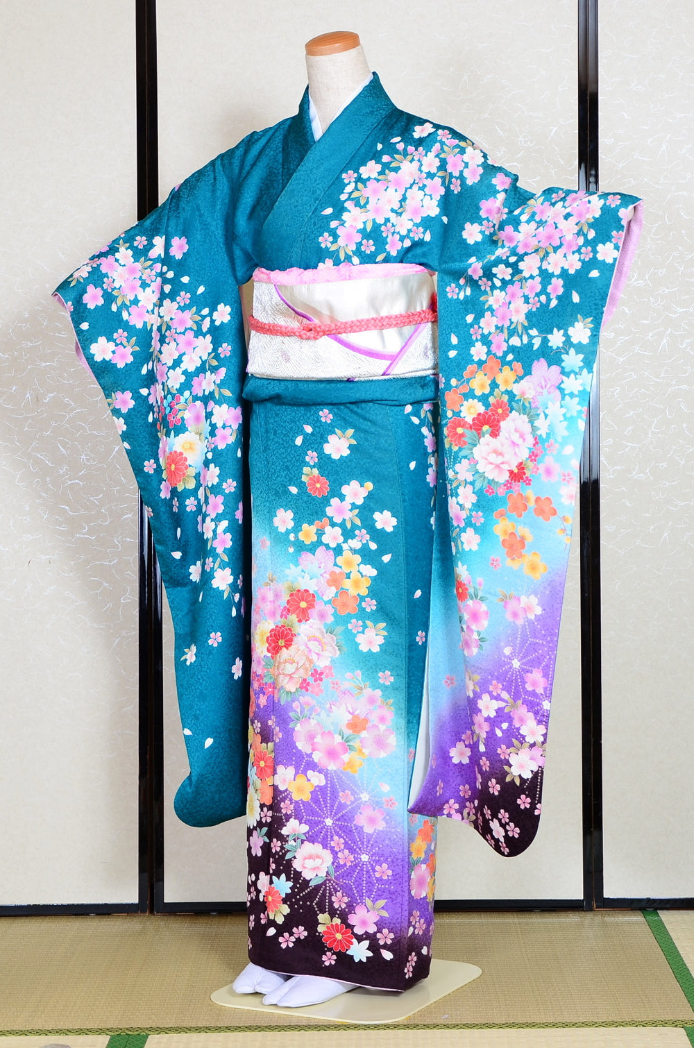Long-sleeved kimono 6 items set / Furisode / FK#1038
