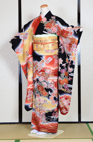 Long-sleeved kimono 6 items set / Furisode / FK#1048