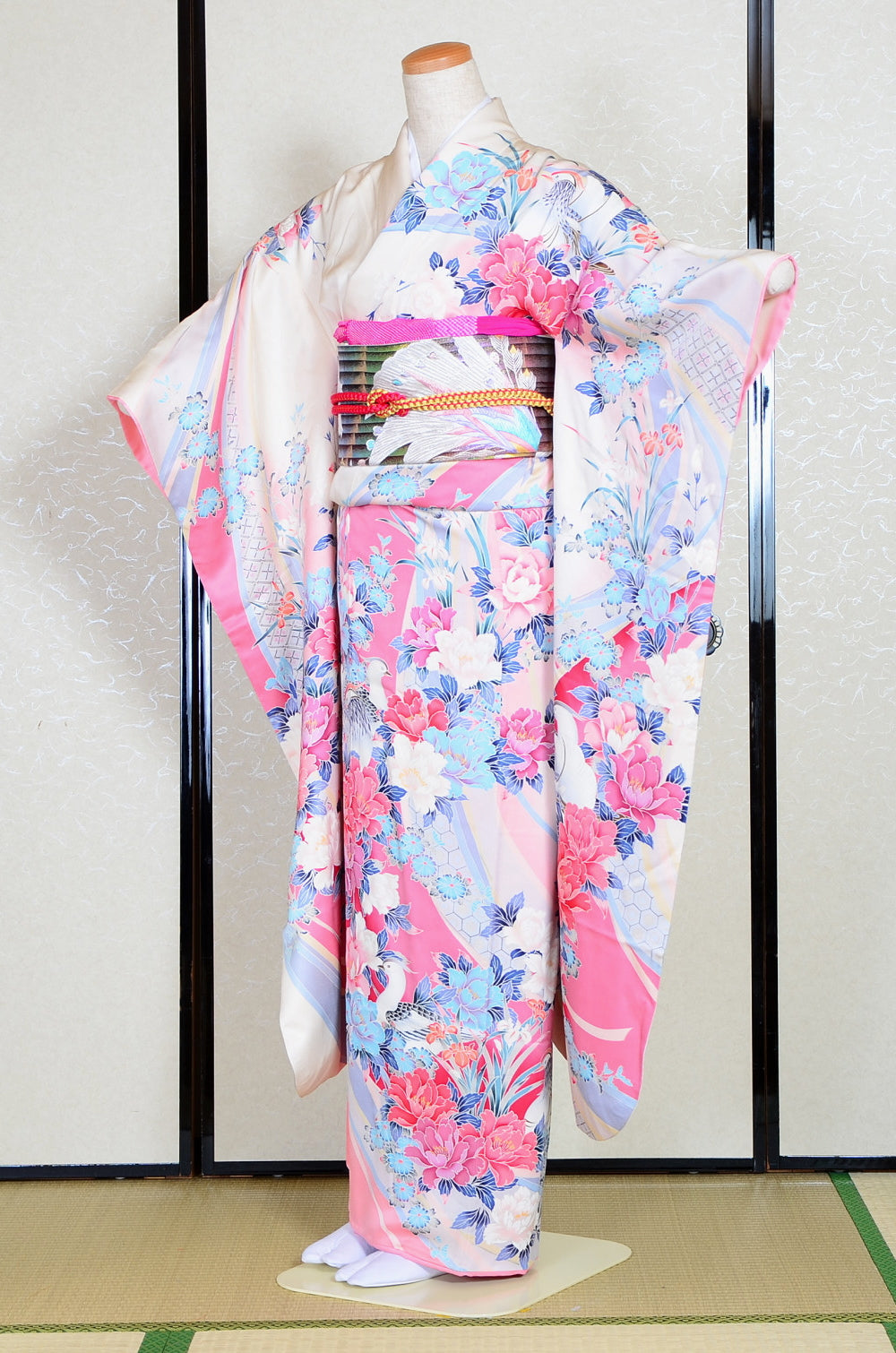 Long-sleeved kimono 6 items set / Furisode / FK#1045