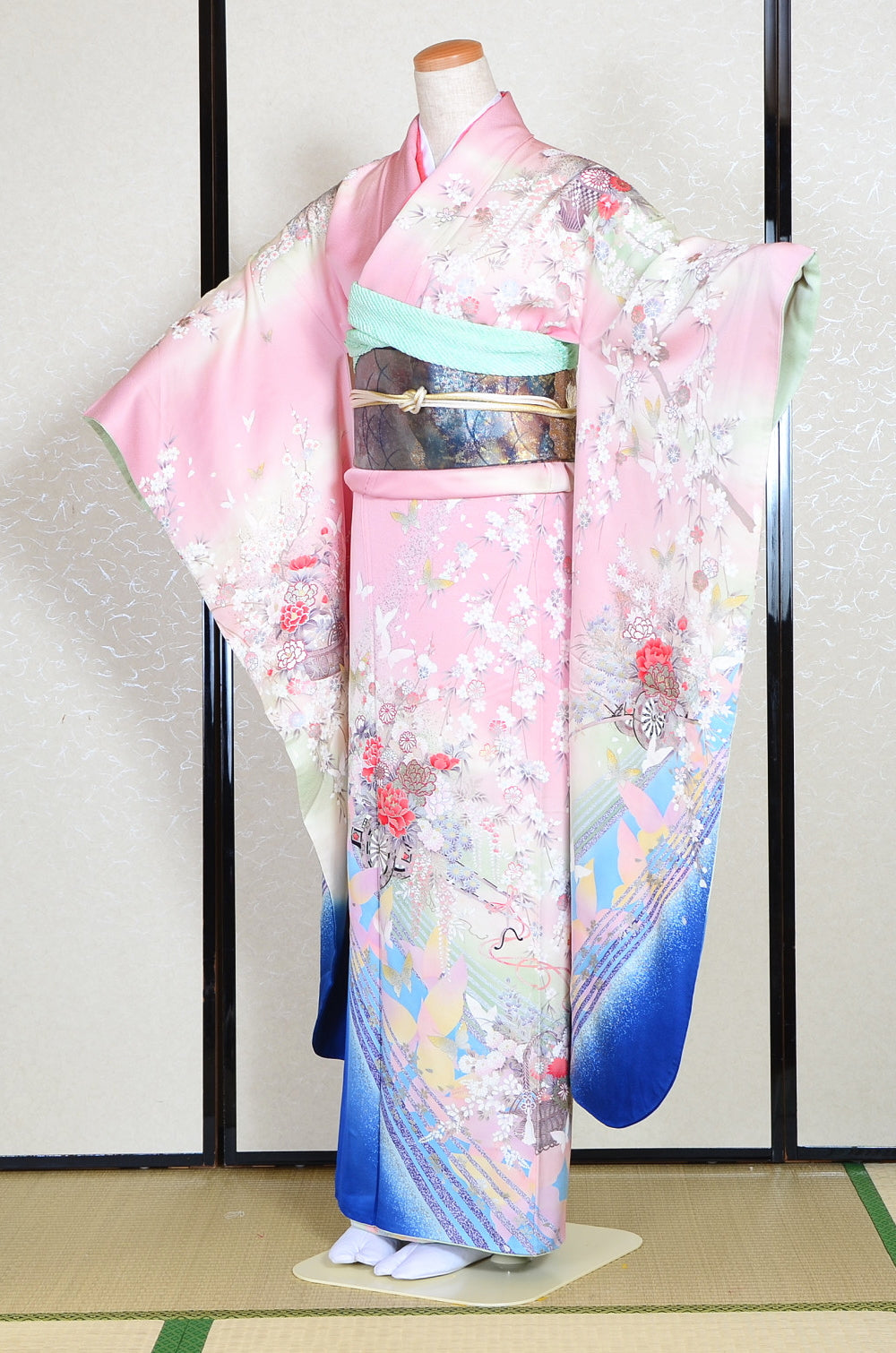 Long-sleeved kimono 6 items set / Furisode / FK#1132
