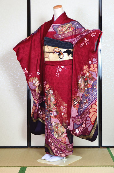 Long-sleeved kimono 6 items set / Furisode / FK#1-371