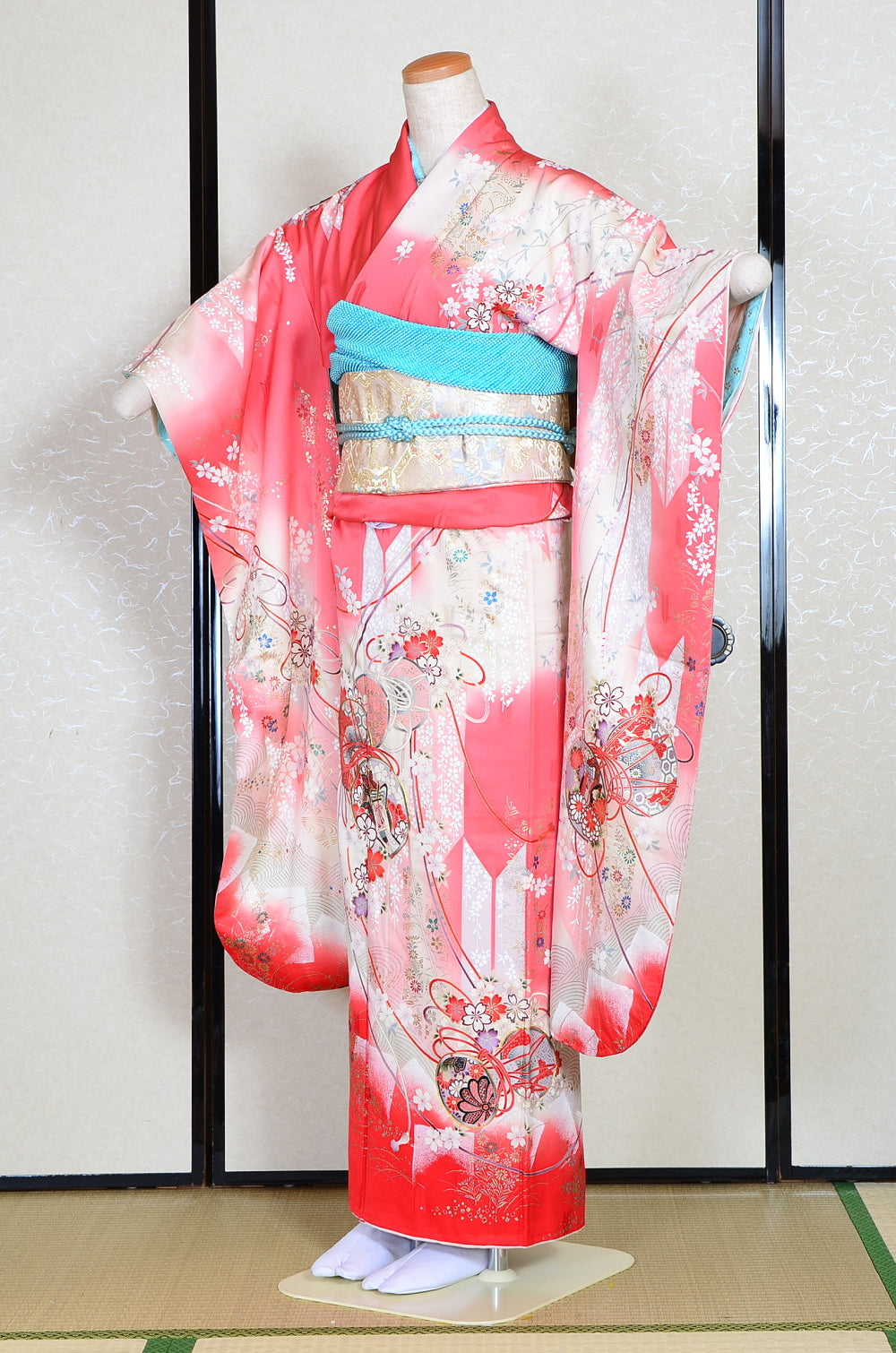 Long-sleeved kimono 6 items set / Furisode / FK#1188