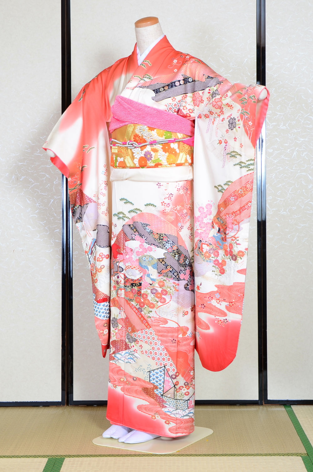 Long-sleeved kimono 6 items set / Furisode / FK#1057