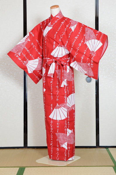 Yukata for indoor use /folding fan:YB372-red