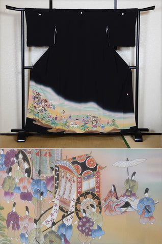 Japanese kimono. kimono for women. kimono female. black formal kimono. 