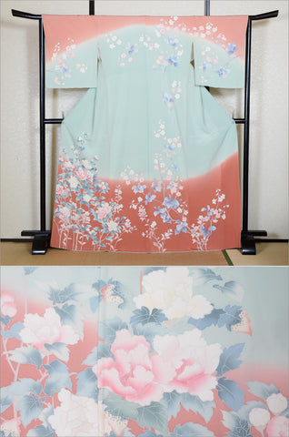 Japanese kimono. kimono for women. kimono female. houmongi kimono. tsukesage kimono.