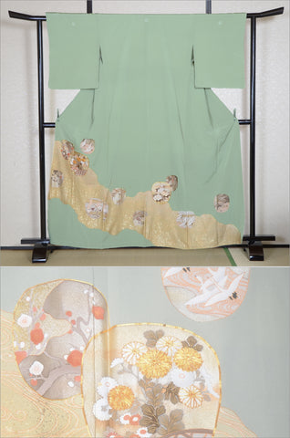Japanese kimono. kimono for women. kimono female. houmongi kimono. tsukesage kimono.irotomesode.