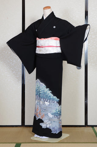 Japanese kimono. kimono for women. kimono female. black formal kimono. Japanese women obi belt. Tradiitonal obi. kimono belt. pre-tied obi. Obi age. Obi jime. kimono accessories.