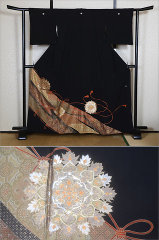 Japanese kimono. kimono for women. kimono female. black formal kimono. 