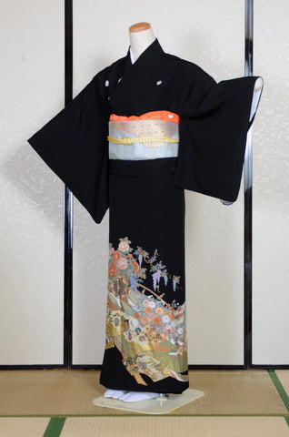 Women / Black formal pattern kimono Kimono yukata market sakura Women / Black formal pattern kimono Kimono yukata market sakura