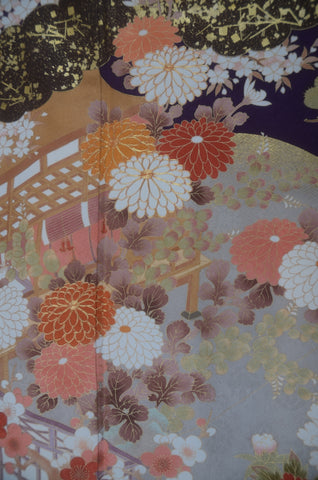 Furisode kimono. Long sleeved kimono. Japanese kimono. Japanese women obi belt. Tradiitonal obi. pre-tied obi. Obi age. Obi jime. kimono accessories.