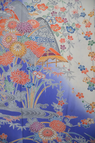 Furisode kimono. Long sleeved kimono. Japanese kimono. Japanese women obi belt. Tradiitonal obi. pre-tied obi. Obi age. Obi jime. kimono accessories.