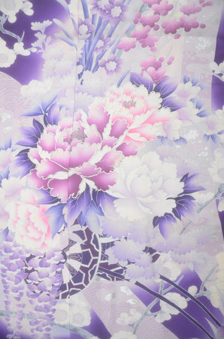 Furisode kimono. Long sleeved kimono. Japanese kimono. Japanese women obi belt. Tradiitonal obi. pre-tied obi. Obi age. Obi jime. kimono accessories.