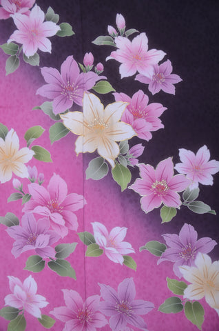 Furisode kimono. Long sleeved kimono. Japanese kimono. Japanese women obi belt. Tradiitonal obi. pre-tied obi. Obi age. Obi jime. kimono accessories.