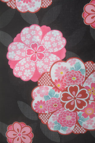 Girls yukata and  obi belt set / GY #83 (9-10)