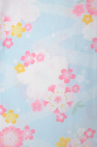 Girls yukata and  obi belt set / GY #85 (9-10)