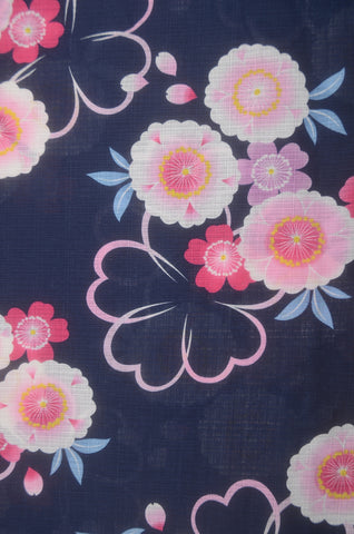 Girls yukata and  obi belt set / GY #87 (13-14)