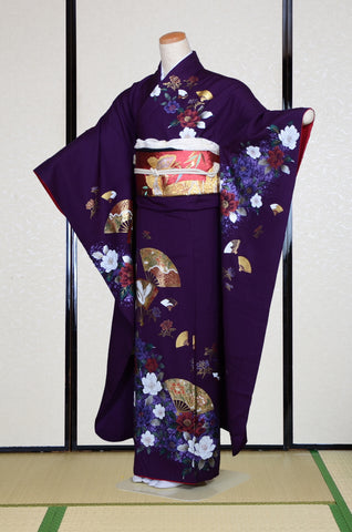Furisode kimono. Long sleeved kimono. Japanese kimono. Japanese women obi belt. Tradiitonal obi. pre-tied obi. Obi age. Obi jime. kimono accessories.