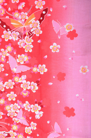 Yukata for indoor use / sakura&butterfly  :EM007-Red