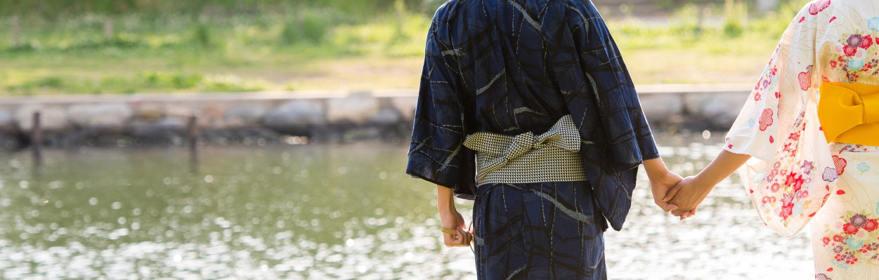Edoten Yukata para Hombre (con un cinturón OBI) - Azul Marino Edoten Yukata para Hombre (con un cinturón OBI) - Azul Marino