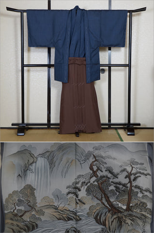 Men kimono. Japanese kimono for men. montsuki hakama. kimono jacket hakama set. kimono and jacket and hakama.