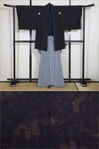 men kimono. Japanese kimono for men. montsuki hakama. kimono jacket hakama set. kimono and jacket and hakama.