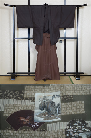 men kimono. Japanese kimono for men. montsuki hakama. kimono jacket hakama set. kimono and jacket and hakama.