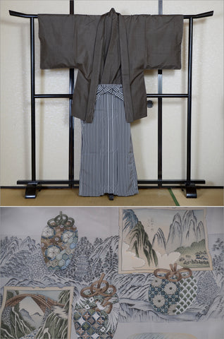Men kimono. Japanese kimono for men. montsuki hakama. kimono jacket hakama set. kimono and jacket and hakama.