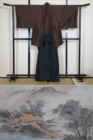 men kimono. Japanese kimono for men. montsuki hakama. kimono jacket hakama set. kimono and jacket and hakama.