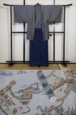 Men kimono. Japanese kimono for men. montsuki hakama. kimono jacket hakama set. kimono and jacket and hakama.