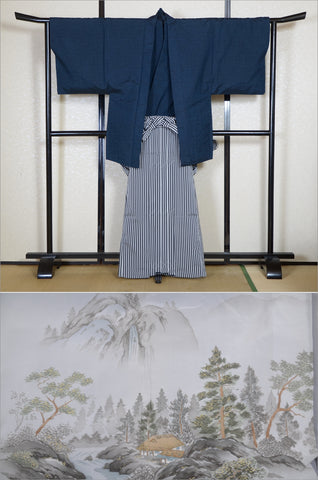 men kimono. Japanese kimono for men. montsuki hakama. kimono jacket hakama set. kimono and jacket and hakama.