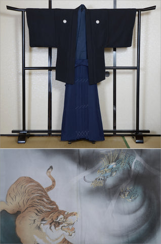 Men kimono. Japanese kimono for men. montsuki hakama. kimono jacket hakama set. kimono and jacket and hakama.