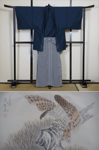 Men kimono. Japanese kimono for men. montsuki hakama. kimono jacket hakama set. kimono and jacket and hakama.