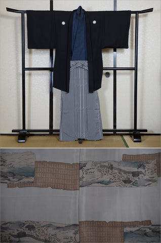 Men kimono. Japanese kimono for men. montsuki hakama. kimono jacket hakama set. kimono and jacket and hakama.