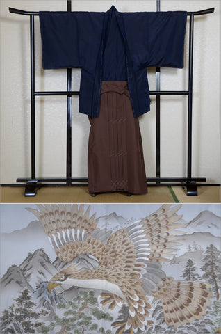 Men kimono. Japanese kimono for men. montsuki hakama. kimono jacket hakama set. kimono and jacket and hakama.