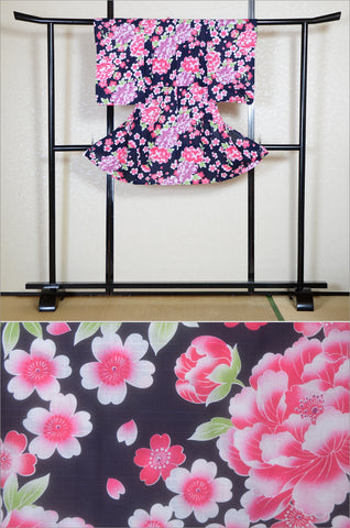 Girls yukata and  obi belt set / GY #57 (7-8)