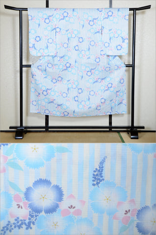 Girls yukata and  obi belt set / GY #84 (9-10)