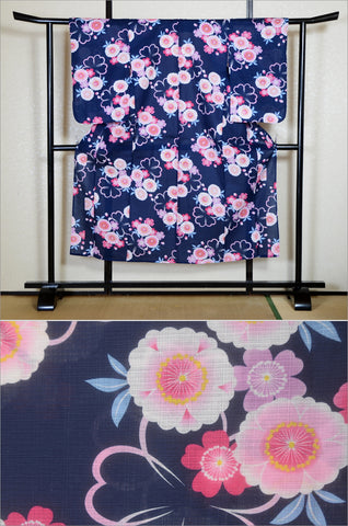 Girls yukata and  obi belt set / GY #87 (13-14)