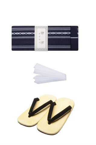 Men obi belt and Setta  sandals set : Blue